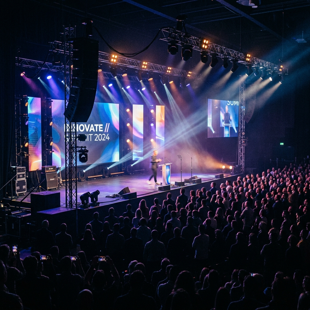 Evento profissional com iluminação e LED
